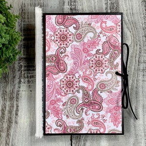 Journal vierge non ligné | Carnet de notes | Agenda | Agenda | Papier kraft ordinaire | Fait main | Cachemire rose gris