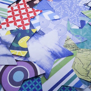 Gestanste papieren sterren voor collages, junk journals, scrapbooking, etc.