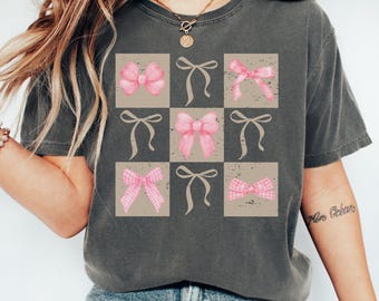 Comfort Colors Bow T-Shirt, Girly Graphic Tee