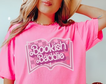 Bookish Baddie Comfort Colors Shirt: Retro Book Lover Tee