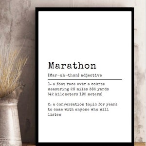 Marathon Digital Download - Running Jogging Sport Print, Home Art, Funny Poster, Funny Quotes, Typography, Wall Art, Running Motivation