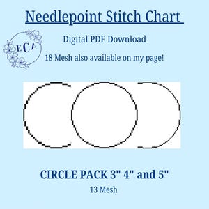 Circle Pack 13-Mesh (3, 4, 5 inch), Needlepoint Chart and Cross-Stitch Pattern, Beginner-Friendly DIY (Digital PDF Download)