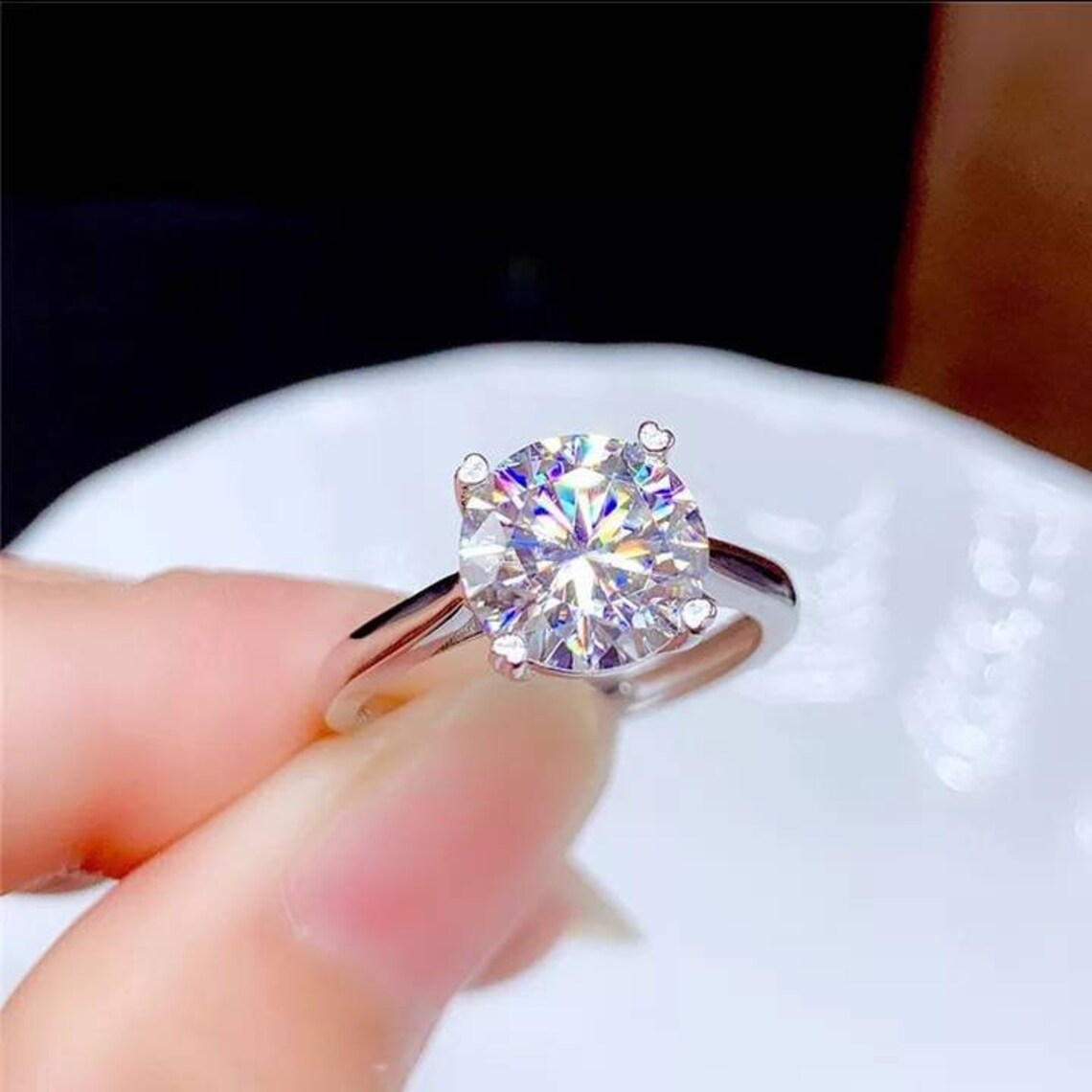 Moissanite Engagement Ring 3CT VVS Lab Diamond For Women Etsy