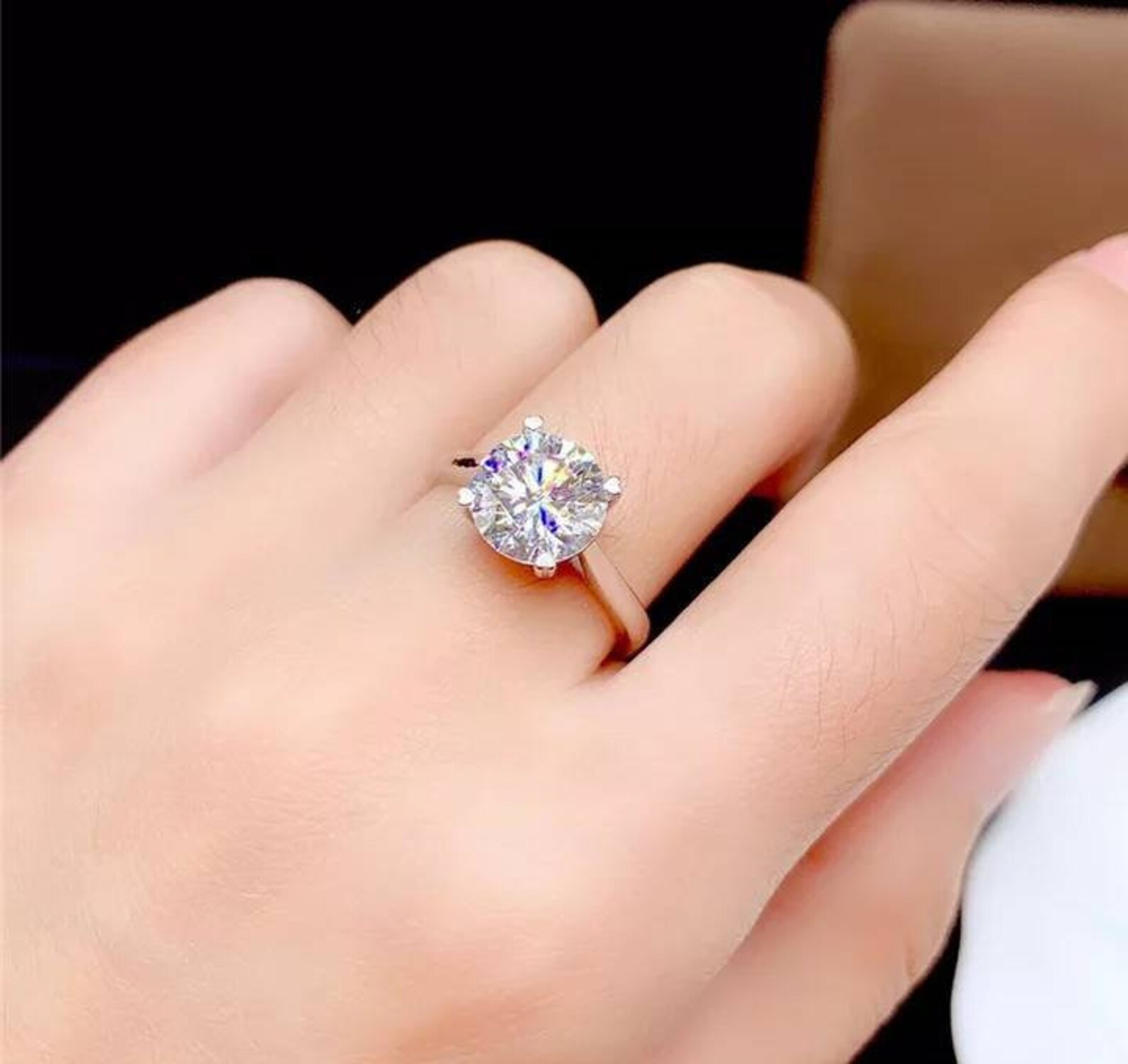 Moissanite Engagement Ring 3CT VVS Lab Diamond For Women Etsy