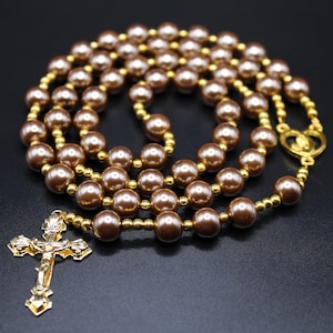 Taupe Pearl Catholic Rosary