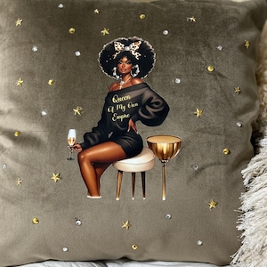 black girl magic, inspirational, empowerment, positive affirmation, black queen, sparkle home decor, custom decorative, unique pillow, gift