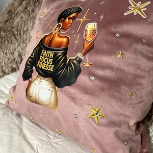 Black Girl Magic Velvet Pillow: Sparkle Home Decor, Empowerment Gift