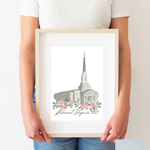 Richmond VA Temple; Digital Art Printable (Richmond, Virginia)