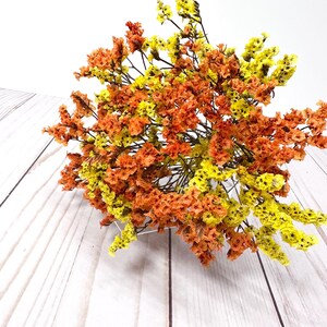 A small bouquet of falls color Preserved German Statice, Limonium Dried Flower, Floral arrangement, Wedding, DIY flower arranging craft