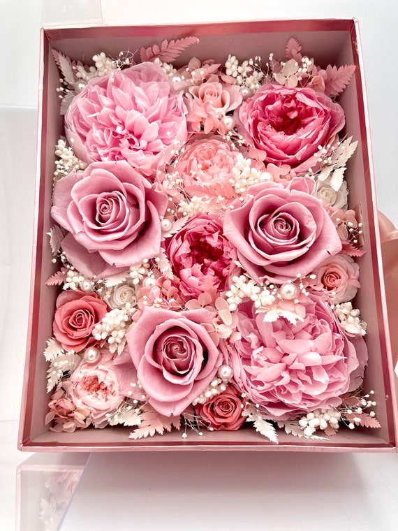  Regalos para el día de San Valentín para ella, regalos de  cumpleaños para mujer, 4 piezas de rosas reales preservadas para ella,  regalos de flores de San Valentín para mamá de