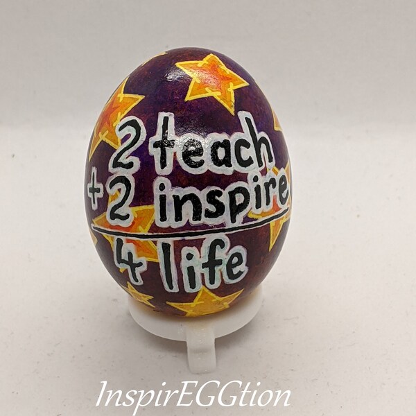 Pysanky Chicken Egg Art, Teacher appreciation, 2 Teach + 2 Inspire 4 Life