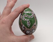 Decorative Turkey Egg Pysanky Art, Sinuous Snake
