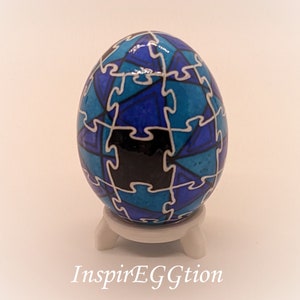 Chicken Egg Pysanky, Puzzling Blue