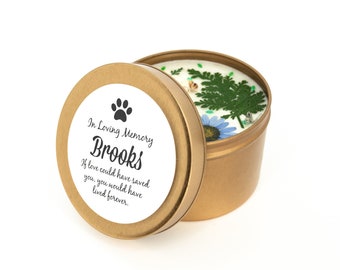 Pet Memorial Candle, In Memory of Candle, Keepsake Gift, Loss of Pet Gift, Mourning Pet Death