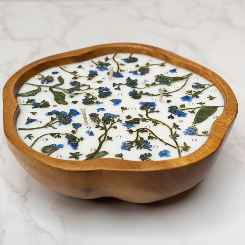 Small Round Candle Wood Bowl