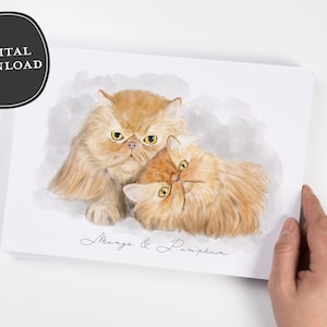 Digital Download | Hand Drawn Custom Pet Portrait Illustration | Bespoke Pet Painting From Photo | Animal Lover Gift | Pet Watercolour