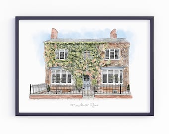 Custom House Illustration Portrait | Bespoke Watercolour Sketch Print | Personalised Housewarming Gift