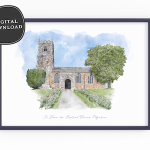 Digital Download | Hand Drawn Wedding Venue Illustration | Bespoke Wedding Venue Portrait | Anniversary Wedding Gift | Custom Watercolour