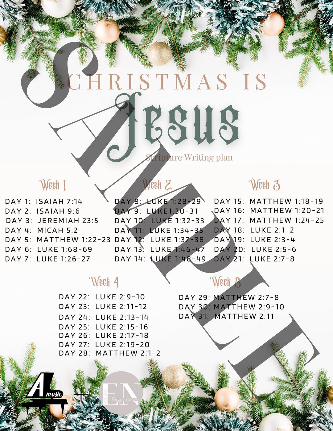 Christmas is Jesus 31-day Writing Plan - Etsy