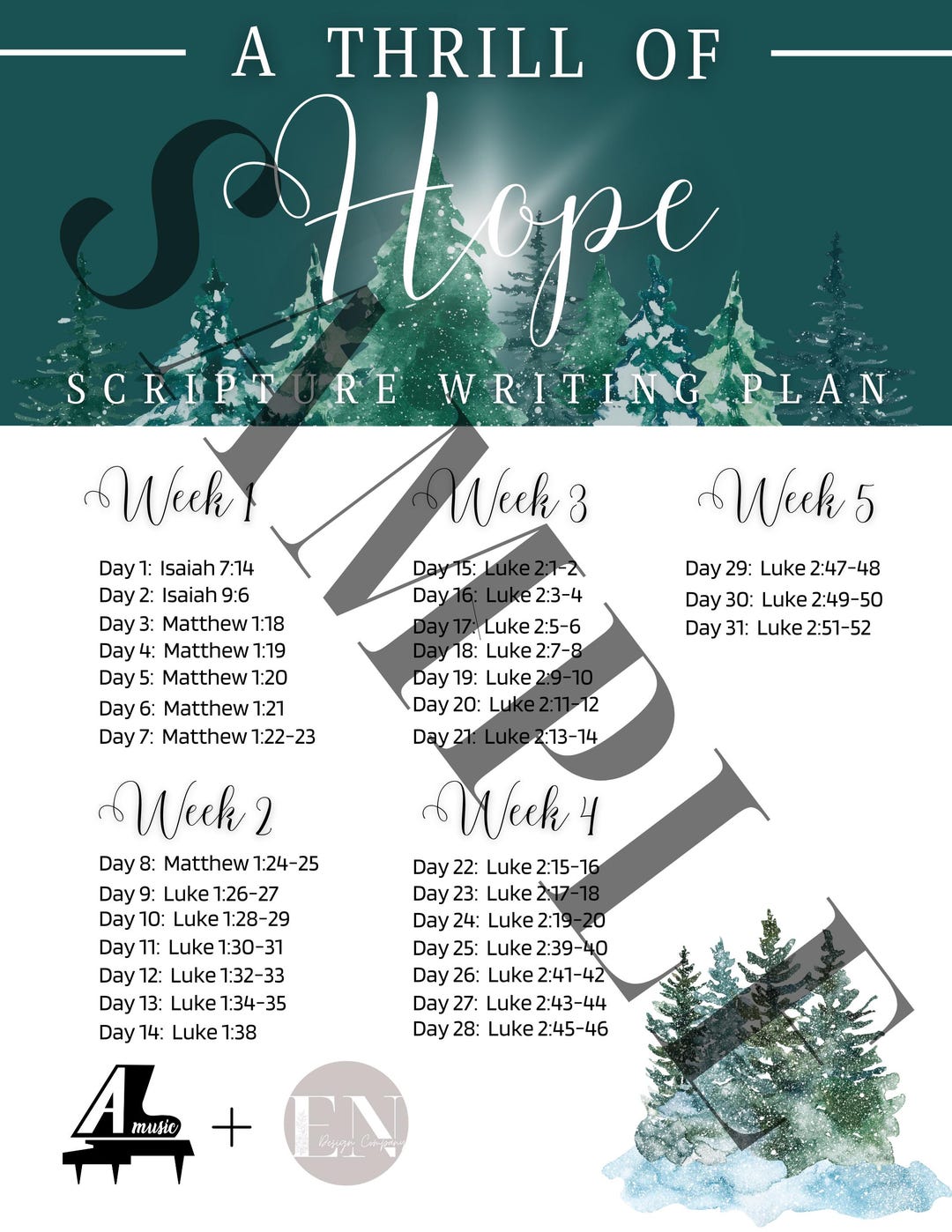 A Thrill of Hope Scripture 31-day Writing Plan - Etsy