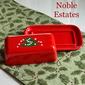 Vintage Waechtersbach Red Christmas Tree Butter Dish