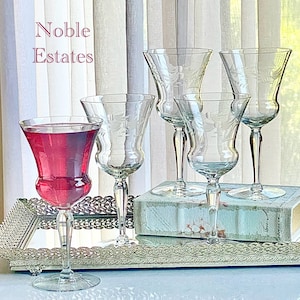 Vintage Glastonbury Lotus Etched Glasses - Set of 5
