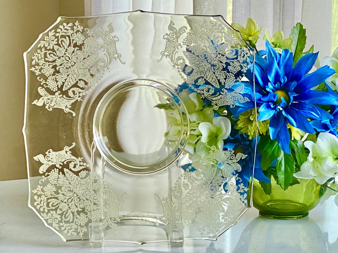 Vintage Paden City Gothic Garden Topaz Yellow Platter Etsy