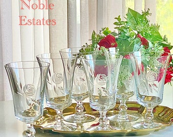 Vintage Fostoria Rose Etched Glasses (circa 1951 - 1973)  - Set of 6