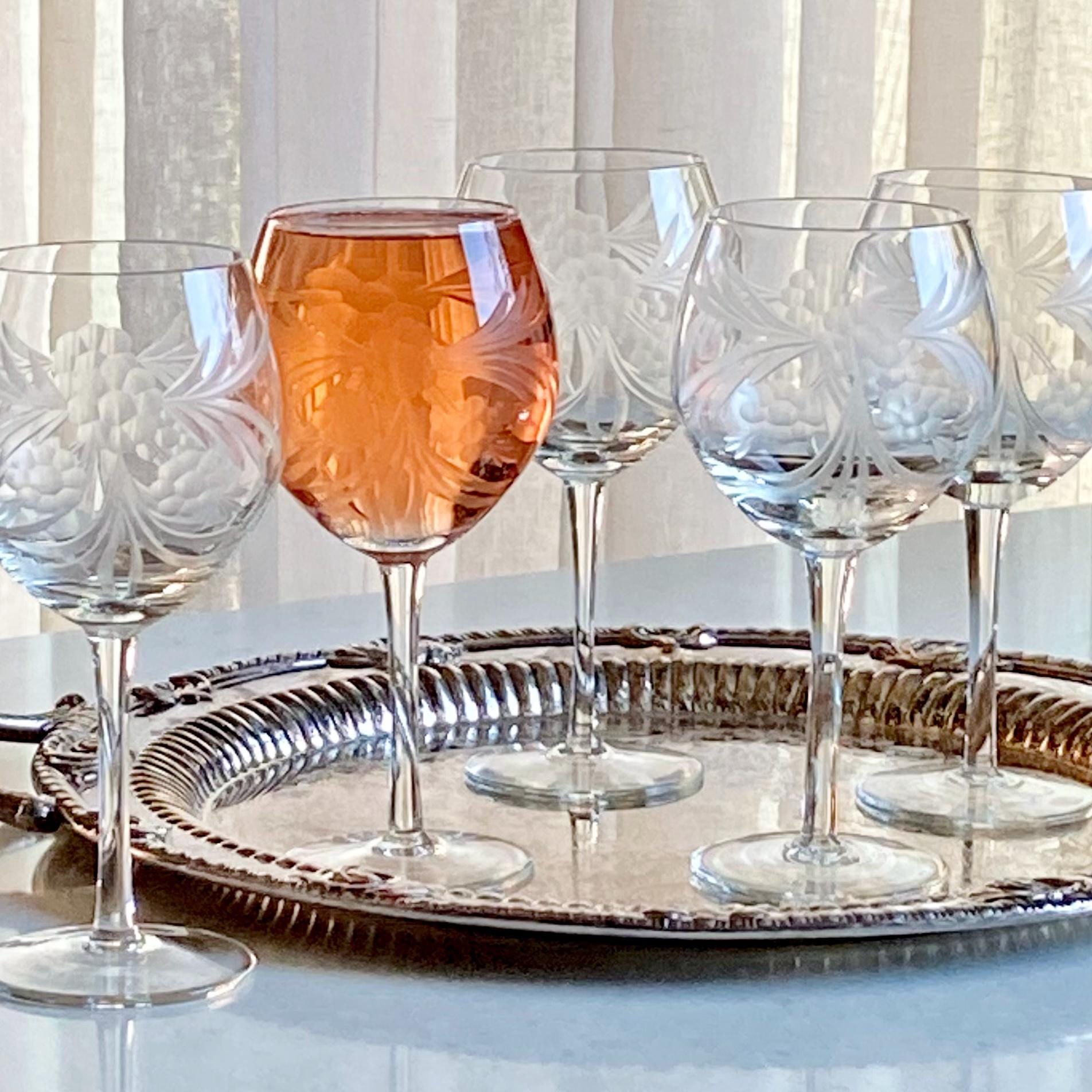 ヴィンテージエッチンググラス - 6個セット - Etsy 日本