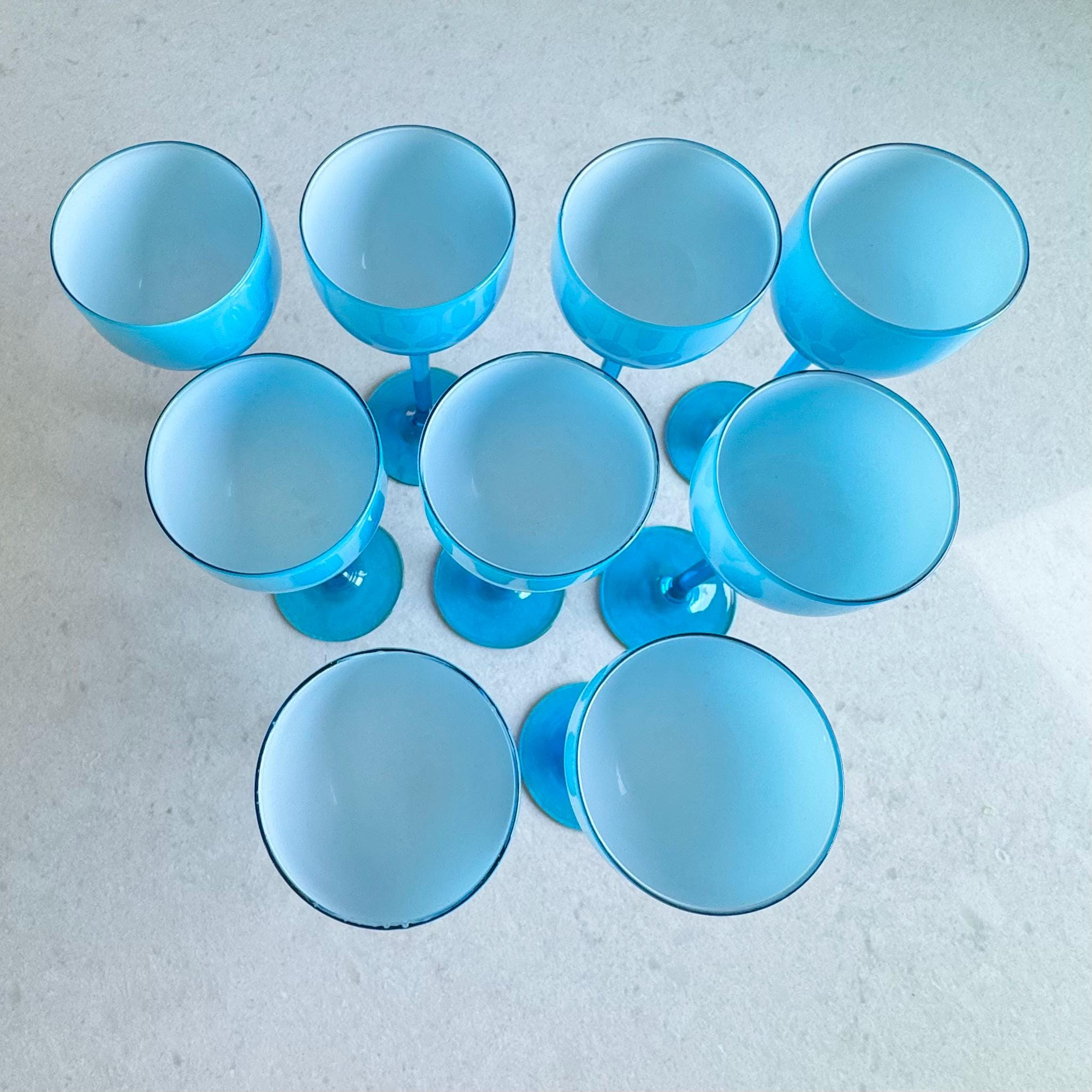 Vintage Carlo Moretti Crysta Blue Cased Glasses - Set of 9 - Etsy