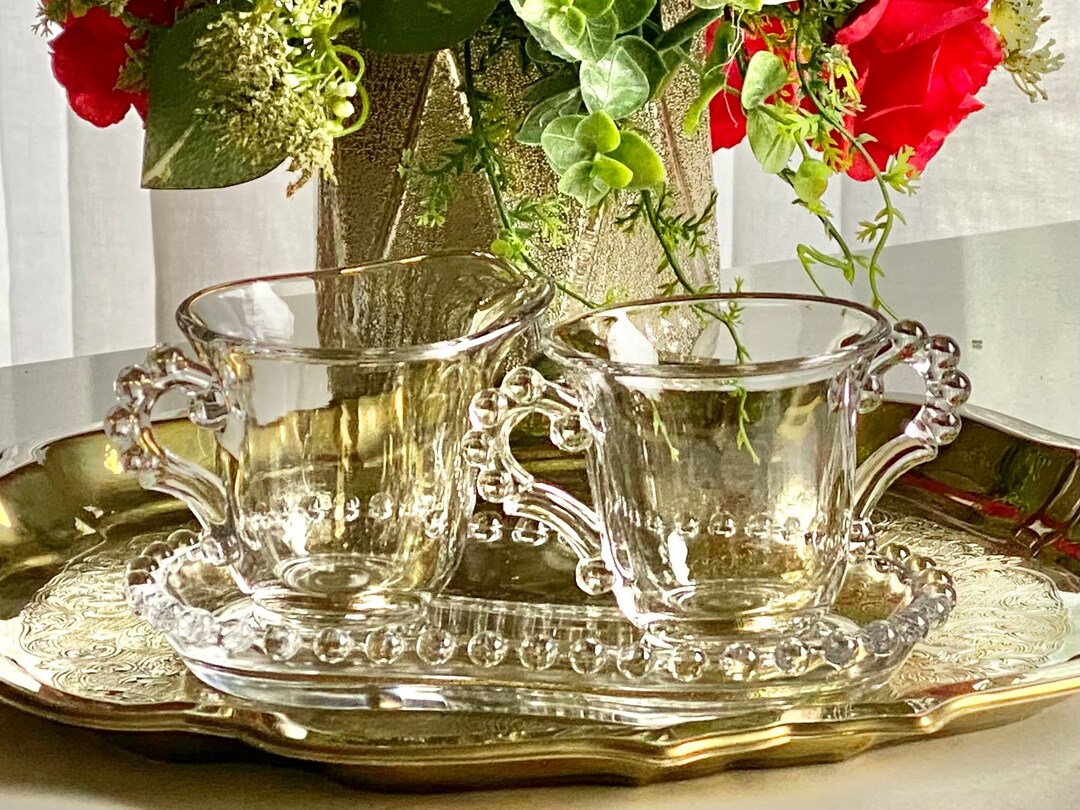 Vintage Imperial Glass Candlewick Sugar and Creamer Set With Tray Etsy