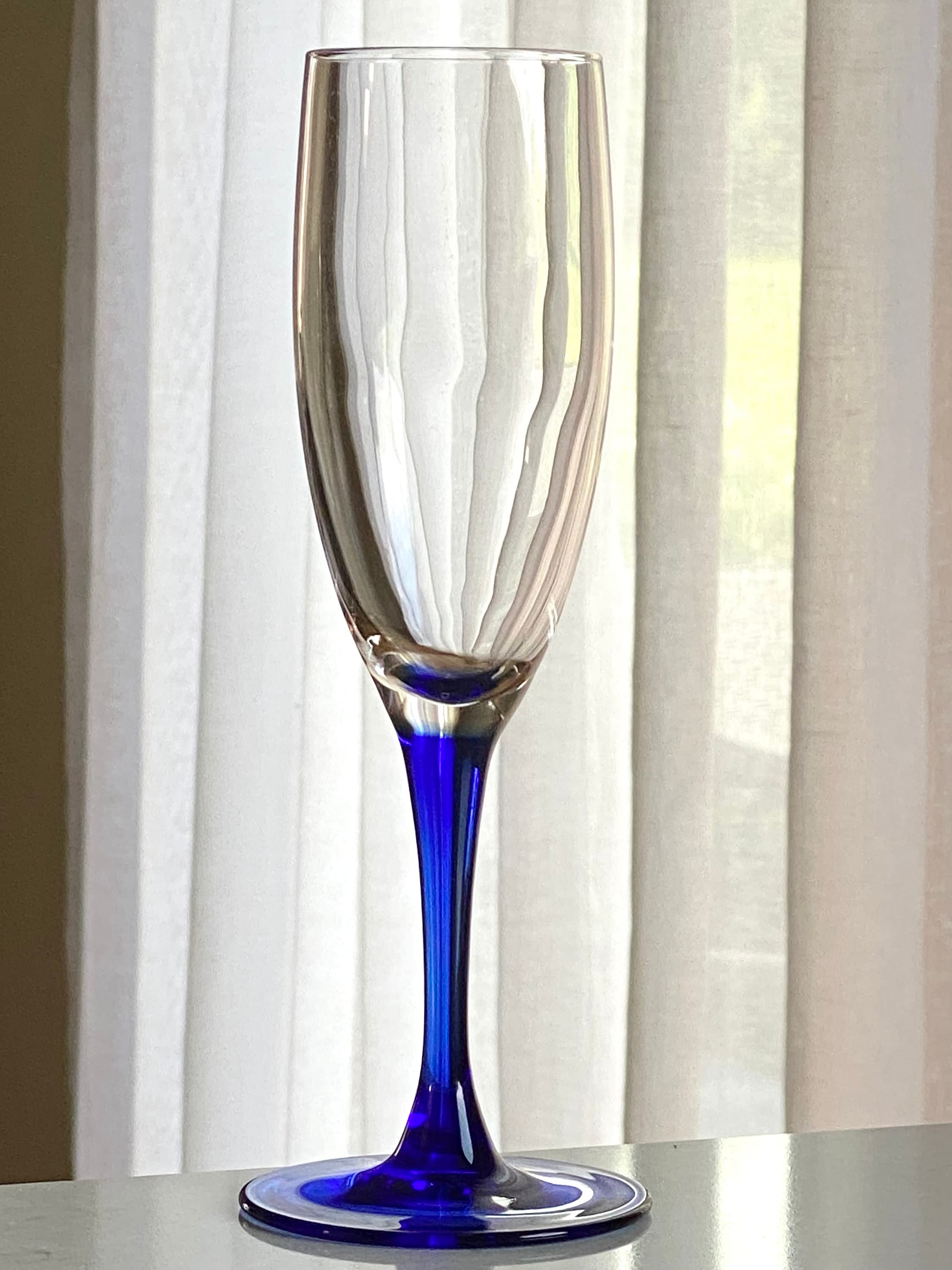 Luminarc Cobalt Blue Stem Glasses by J.G. Durand of Verrerie Etsy