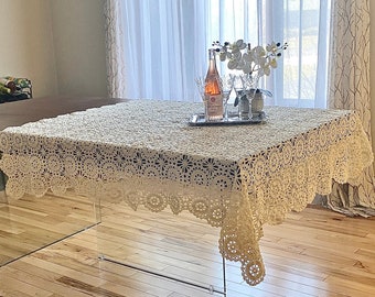 Vintage Tablecloth - Approximately 62 in. X 56 in.