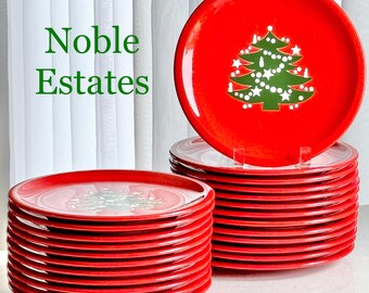 Vintage Waechtersbach Red Christmas Tree 10 Inch Dinner Plates