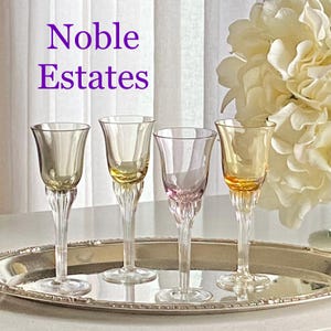 Vintage Ribbed Stem Cordial / Tasting Glasses - Set of 4