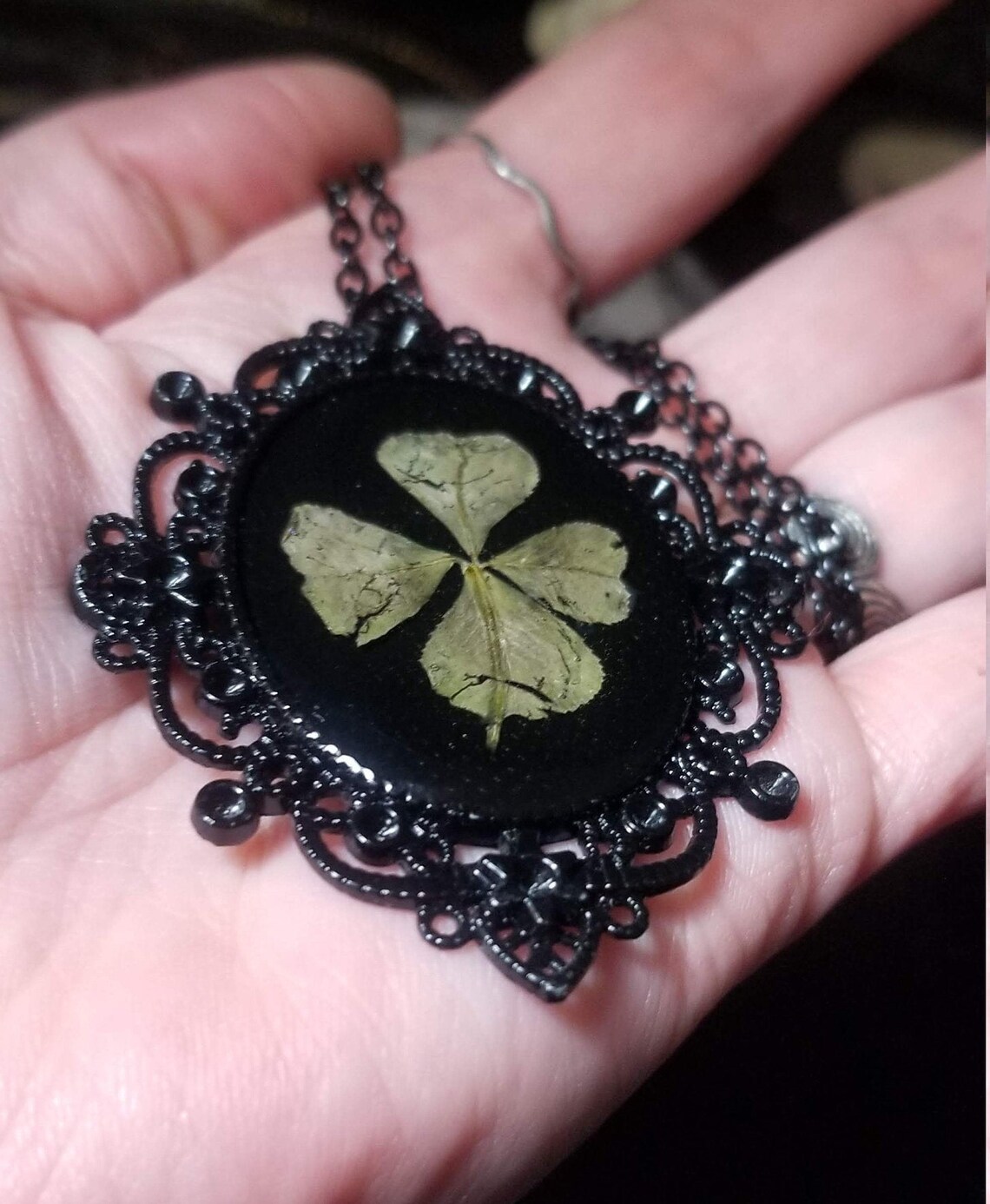 Real four leaf clover necklace Clearance