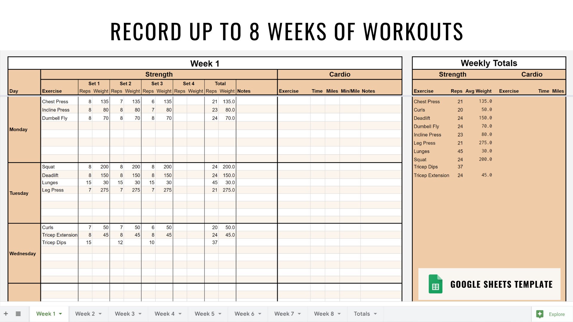 Digital Workout Tracker Workout Template Workout Planner Personal ...