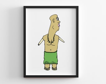 Hawaiian Peg Arms Drawing | Digital Print | Modern Home Decor | Unique Art | Printable Wall Poster, Wall Decor, Digital Download