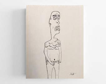 Mud Man - 8x10 Hand Drawn Print | Hand Drawn Art | Pen & Ink | Art Decot