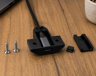 USB-C Under-Desk Extension Cable Holder, Single-Port 3D Printed Mount