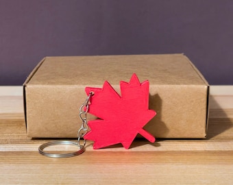 Keychain, Maple Leaf Design, 3D Printed Custom Color Bag Charm
