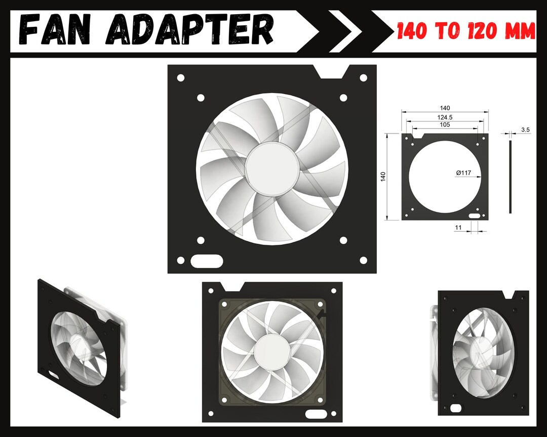 Fan Adapter From 140 to 120 Mm Converter for PC Fan Noctua Fan Adapter