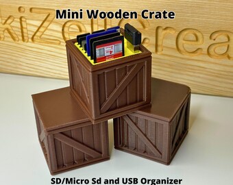 Media Crate, 3D Printed SD Card, MicroSD and USB Holder, Mini Storage Organizer
