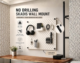 IKEA Skadis Wall Mount, No-Drill Tesa Powerstrip Holder, 3D Printed Bracket - ( Knob Version )