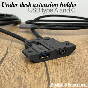 USB-A et USB-C - Double support d'extension USB sous le bureau | organiseur de bureau USB | Support de rallonge USB ugreen