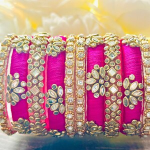 Indian Silk Thread Bangles set | Bridal/Wedding collection | Party Wear | Diwali| HouseWarming Return Gifts |Kundan Bangles