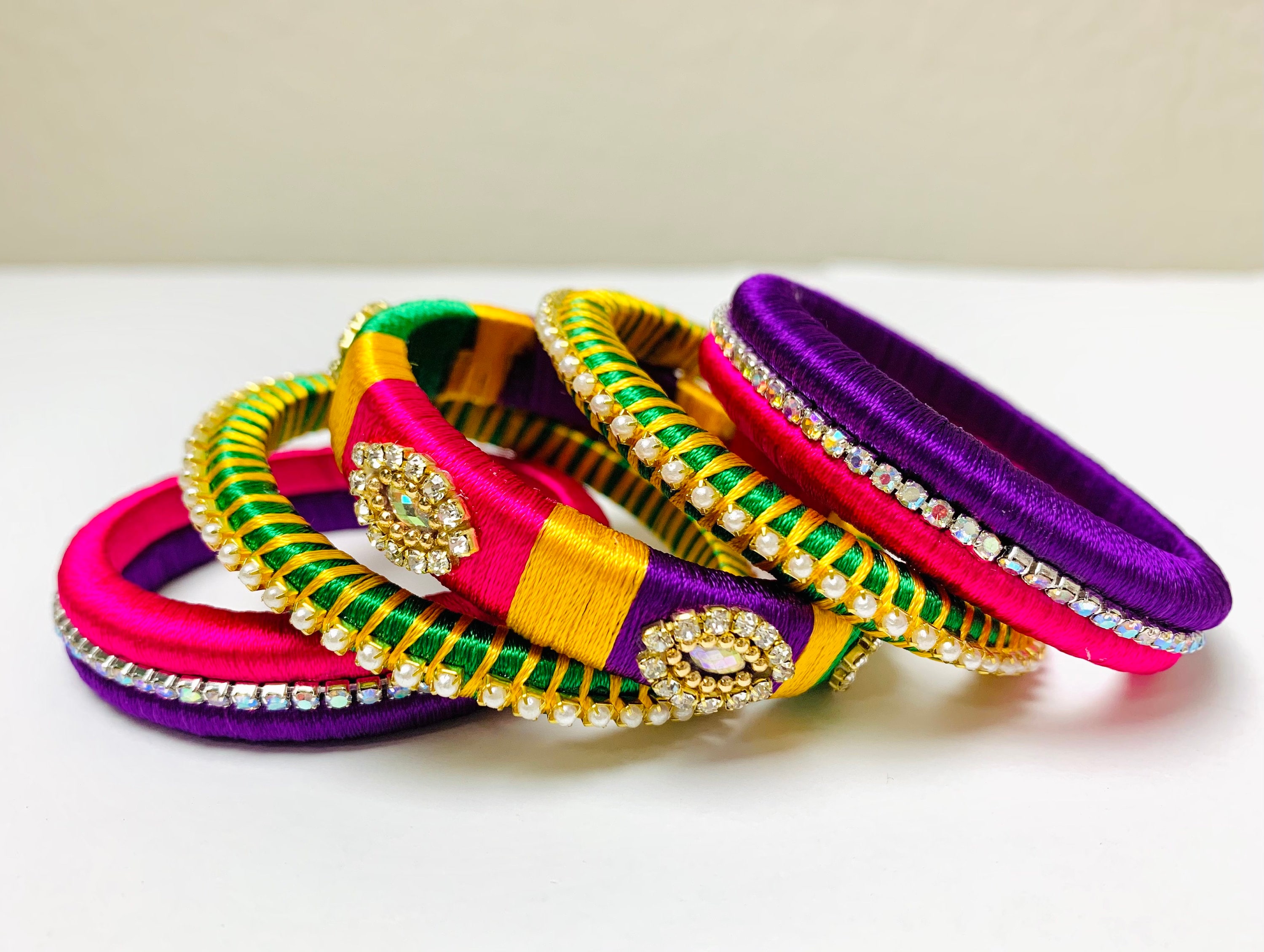 Indian Silk Thread Bangles set Kids collection Party Wear Customizable Return Gifts