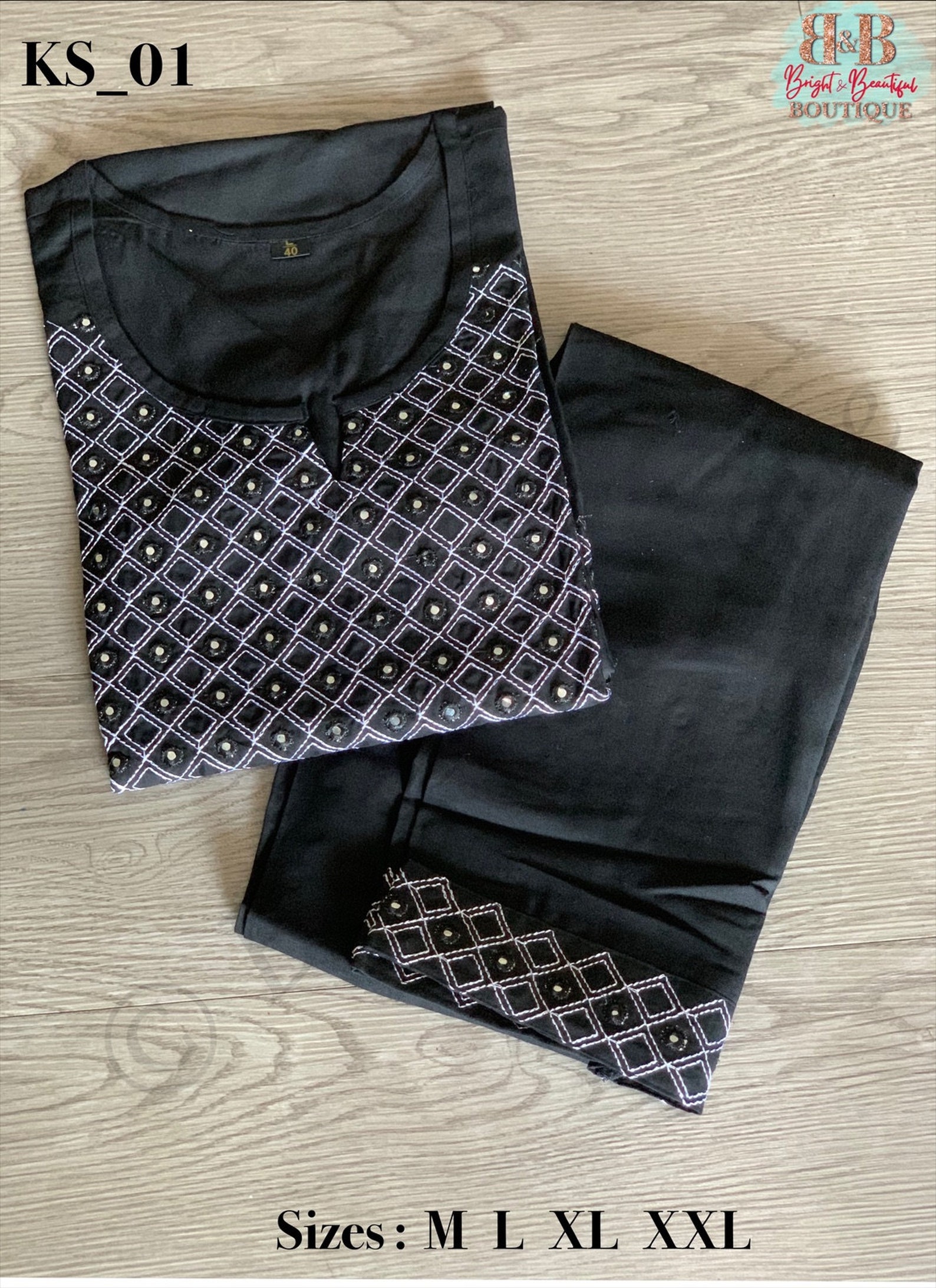 Pantalón indio Bollywood Palazzo con conjunto kurti negro Etsy