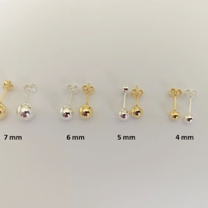 18K Gold Ball Stud Earrings / 925 Sterling Silver Ball Stud Earrings/Classic Ball Earrings/Size 3mm-4mm-5mm-6mm-7mm /Gift for Her
