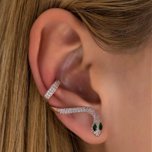 Snake Wrap Earring/Cute Snake CZ Zirconia Cuff Wraps Crawler Climber Studs Earrings /Dainty Snake Climber Stud Earrings/for Women Girls